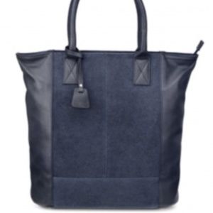 hotter Ladies Navy Suede and Leather Shop Tote EUC